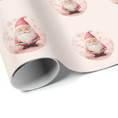 Retro Pink Weihnachtsmann Geschenkpapier (Rolleneckpunkt)