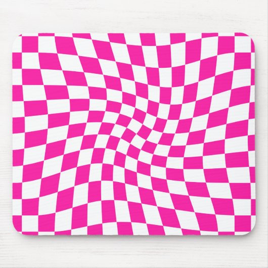 Retro Pink Weiße, verschliffene Karos Gestell Dorm Mousepad (Vorne)