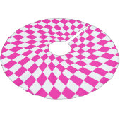 Retro Pink Weiße, verschliffene Karos Gestell Dorm Polyester Weihnachtsbaumdecke (Schrägansicht)