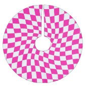 Retro Pink Weiße, verschliffene Karos Gestell Dorm Polyester Weihnachtsbaumdecke (Vorderseite)