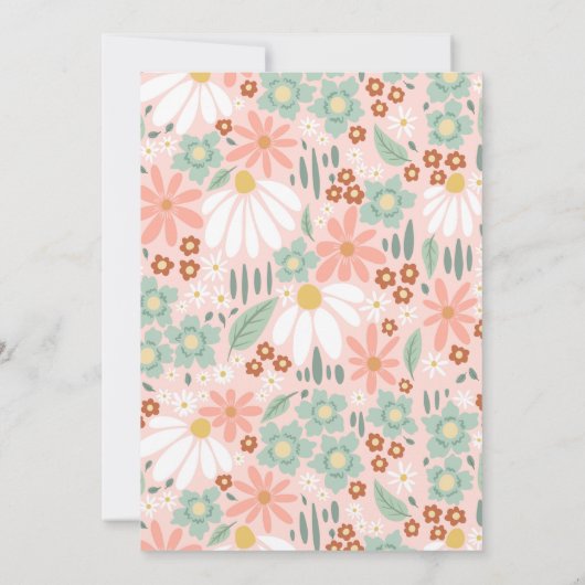 Retro Pink Wildblume Daisy Kindergeburtstag Einladung (Rückseite)