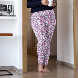 Retro Pink Xmas Ornamente Weihnachten Pajama Pants Leggings