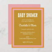 Retro Pink Yellow Baby Dusche Einladung (Vorne/Hinten)