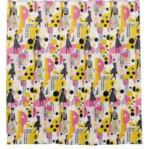 Retro Pink Yellow Black Fashion Ladys