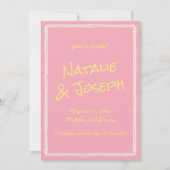 Retro Pink Yellow Colorful Pastel Funky Wedding Save The Date (Vorderseite)