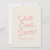 Retro Pink Yellow Colorful Pastel Funky Wedding Save The Date (Rückseite)