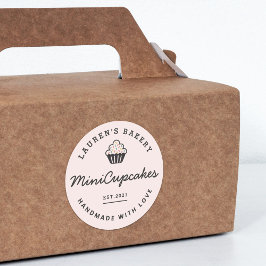 Retro Pink Zuhause Bakery Logo hausgemachte Cupcak Runder Aufkleber