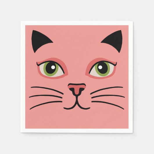 Retro Pinke Katze Serviette (Vorderseite)