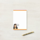 Retro Pinup_ Action verpackt Post-it Klebezettel (Auf Schreibtisch)