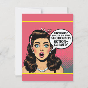Retro Pinup_ Action verpackt Postkarte