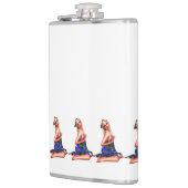 Retro Pinup Beach Girl Muster Weiße Flasche Flachmann (Links)