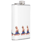 Retro Pinup Beach Girl Muster Weiße Flasche Flachmann (Rechts)