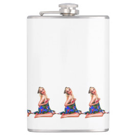 Retro Pinup Beach Girl Muster Weiße Flasche Flachmann