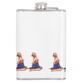 Retro Pinup Beach Girl Muster Weiße Flasche Flachmann (Rückseite)