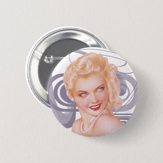 Retro Pinup der 40er Button (Vorne & Hinten)