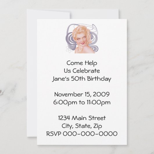 Retro Pinup der 40er Einladung (Rückseite)