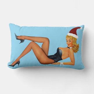 RETRO PINUP GIRL CHRISTMAS LUMBAR PILLOW LENDENKISSEN