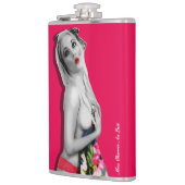 Retro Pinup Girl Hip Flask Cherrie Alt Pink Flachmann (Links)
