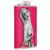 Retro Pinup Girl Hip Flask Cherrie Alt Pink Flachmann (Rechts)