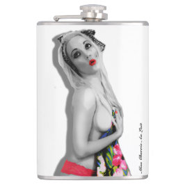Retro Pinup Girl Hip Flask Cherrie Alt Weiß Flachmann