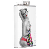 Retro Pinup Girl Hip Flask Miss Cherrie White Alt Flachmann (Rechts)