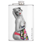Retro Pinup Girl Hip Flask Miss Cherrie White Alt Flachmann (Vorderseite)