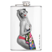 Retro Pinup Girl Hip Flask Miss Cherrie White Flachmann (Vorderseite)