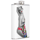 Retro Pinup Girl Hip Flask Miss Cherrie White Flachmann (Rechts)