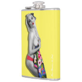 Retro Pinup Girl Hip Flask Miss Cherrie Yellow Flachmann (Links)