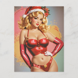 Retro Pinup Holiday Grußkarte Feiertagspostkarte