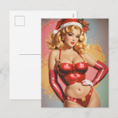 Retro Pinup Holiday Grußkarte Feiertagspostkarte (Vorne/Hinten)
