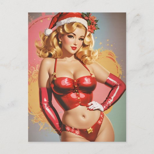 Retro Pinup Holiday Grußkarte Feiertagspostkarte (Vorderseite)