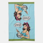 Retro Pinup_ mit Freundlichkeit Geschirrtuch (Vertikal)