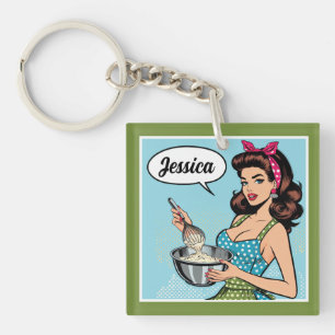 Retro Pinup_ mit Freundlichkeit Schlüsselanhänger
