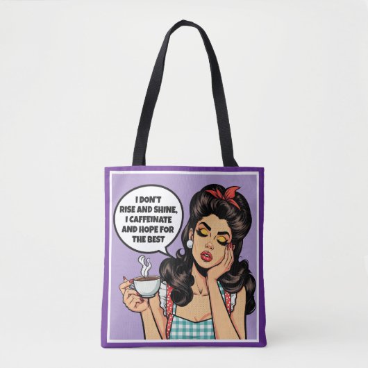 Retro Pinup_ Rise und Shine Tasche (Vorderseite)