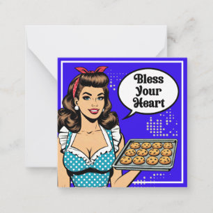 Retro Pinup_ Segne Dein Herz Mitteilungskarte