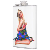 Retro Pinup Tropical Tiki Beach Giro Angesagt Flachmann (Links)