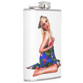 Retro Pinup Tropical Tiki Beach Giro Angesagt Flachmann (Rechts)