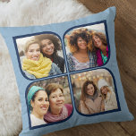 Retro Pinwheel 4 Foto Blume Petalblau Kissen<br><div class="desc">Stilvolles Foto-Kissen in zwei Tönblau mit Retro-Pinwheel-Stil Foto Collage. Die Fotovorlage ist für Sie ein Set, um 4 Ihrer Lieblings-Fotos hinzuzufügen, die automatisch in den Blume Blätter Formen angezeigt werden. Wenn Sie Probleme mit der Bildplatzierung haben, versuchen Sie, Ihr Foto auf ein Quadrat zuzuschneiden und neu hochzuladen. Wenn Sie die...</div>