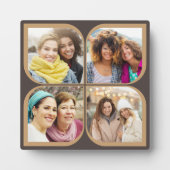 Retro Pinwheel Blume Petal 4 Foto Collage braun Fotoplatte (Vorderseite)