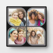 Retro Pinwheel Blume Petal 4 Foto Collage Schwarz Fotoplatte (Vorderseite)