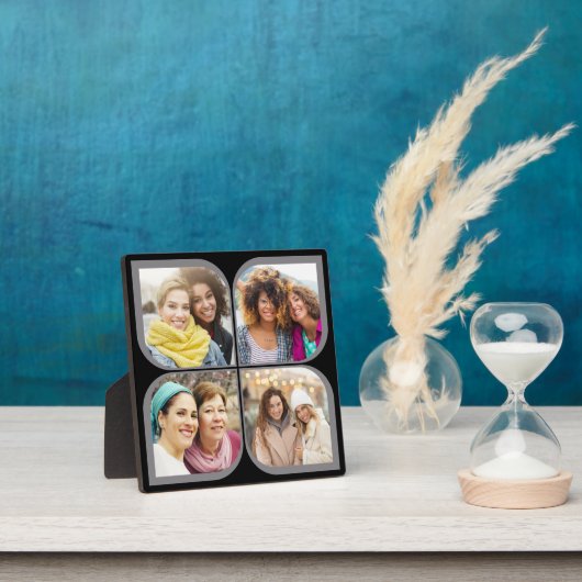 Retro Pinwheel Blume Petal 4 Foto Collage Schwarz Fotoplatte (InSitu)