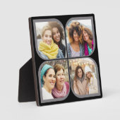 Retro Pinwheel Blume Petal 4 Foto Collage Schwarz Fotoplatte (Vorderseite)