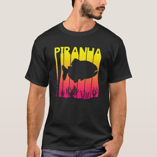 Retro Piranha Fisch T-Shirt (Vorderseite)