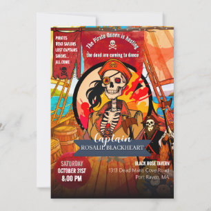 Retro-Pirat Queen Halloween-Party Einladung