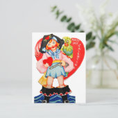 Retro Pirate Vintag Valentine Feiertagspostkarte (Stehend Vorderseite)