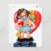 Retro Pirate Vintag Valentine Feiertagspostkarte (Vorne/Hinten)
