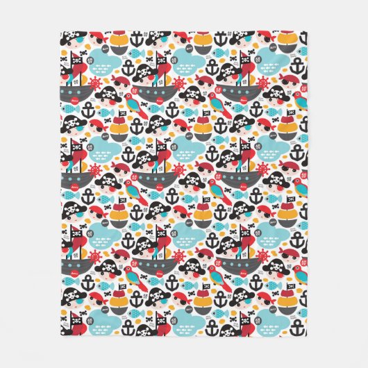 Retro Piratenillustrationssegeln Fleecedecke (Vorderseite)