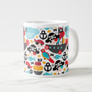 Retro Piratenillustrationssegeln Jumbo-Tasse