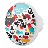 Retro Piratenillustrationssegeln Keramikknauf (Rechts)